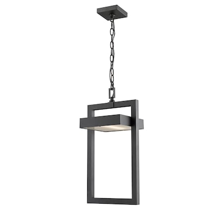Z-Lite Luttrel 1 Light Outdoor Chain Mount Ceiling Fixture, Black & Frosted 566CHB-BK-LED
